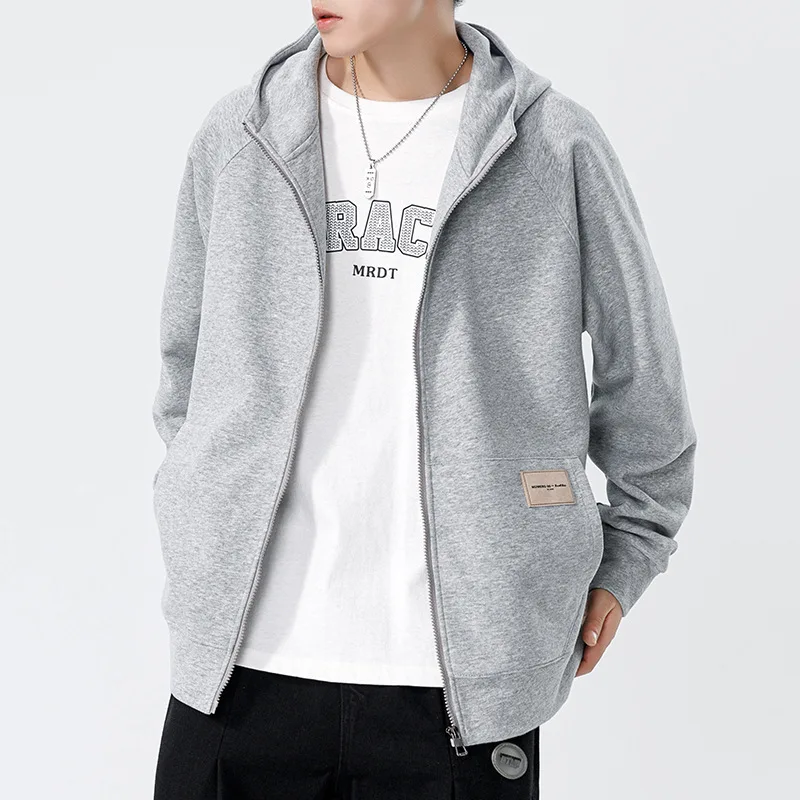 Heavy weight autumn  Sweatshirt Custom Streetwear Oversized Plain Anime Satin Lined Zip Up Stand Collar Men Hoodies