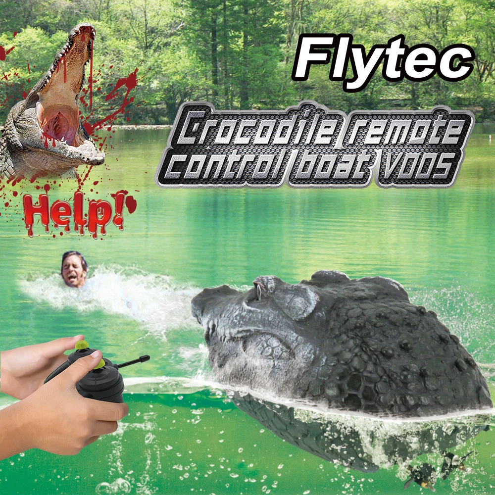  Flytec V005 2 4G симуляция смолы RC головы крокодила лодка шутки Аллигатор украшения сада для воды бассейны и