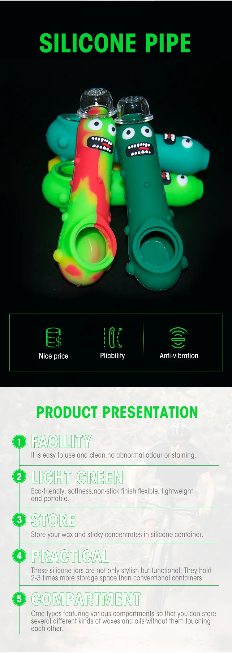 
In Stock Gift Pipes Rubber Cigar Case Stash Box Silicone Dabs Jar Wax Container 