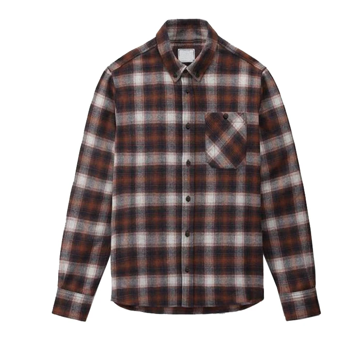 2023 Long Sleeve Custom Flannel Plaid Shirt Men Long Sleeve Flannel Shirt