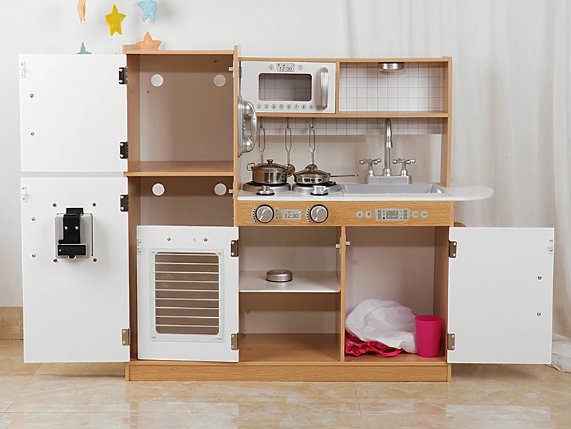 Kid Play Kitchen Pretend Daycare Toy Sets, Cooking Supplies Cooking Utensils, Apron&Chef Hat and Grocery Play Food Sets