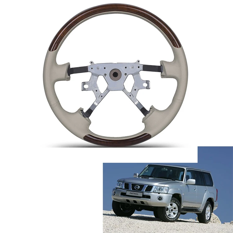 Рулевое колесо ручной работы expert oem для nissan патруль 2005 Y61 кожаное с деревянным рулевым