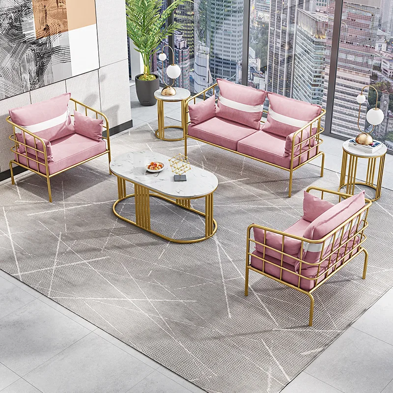 Nordic Beauty Salon Rest Area Leisure Sofa Simple Modern Reception Room Clothing Nail Shop Sofa Coffee Table Combination