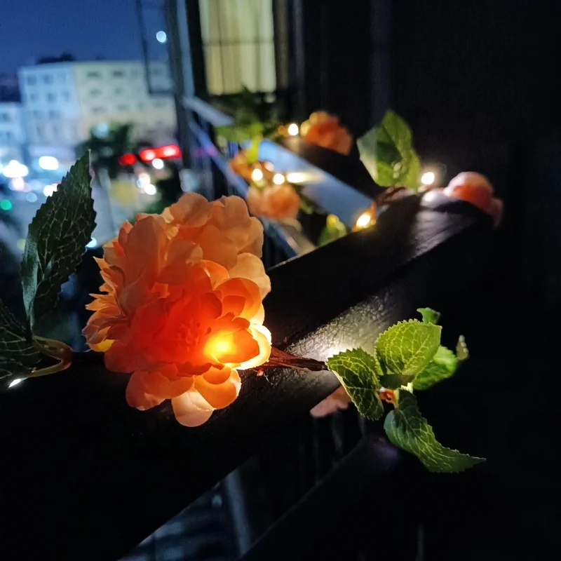 Energy Related Products Landscape Garden Decorative Outdoor Solar Lights For Xmas Solar Artificial Flower Vine Led String Light