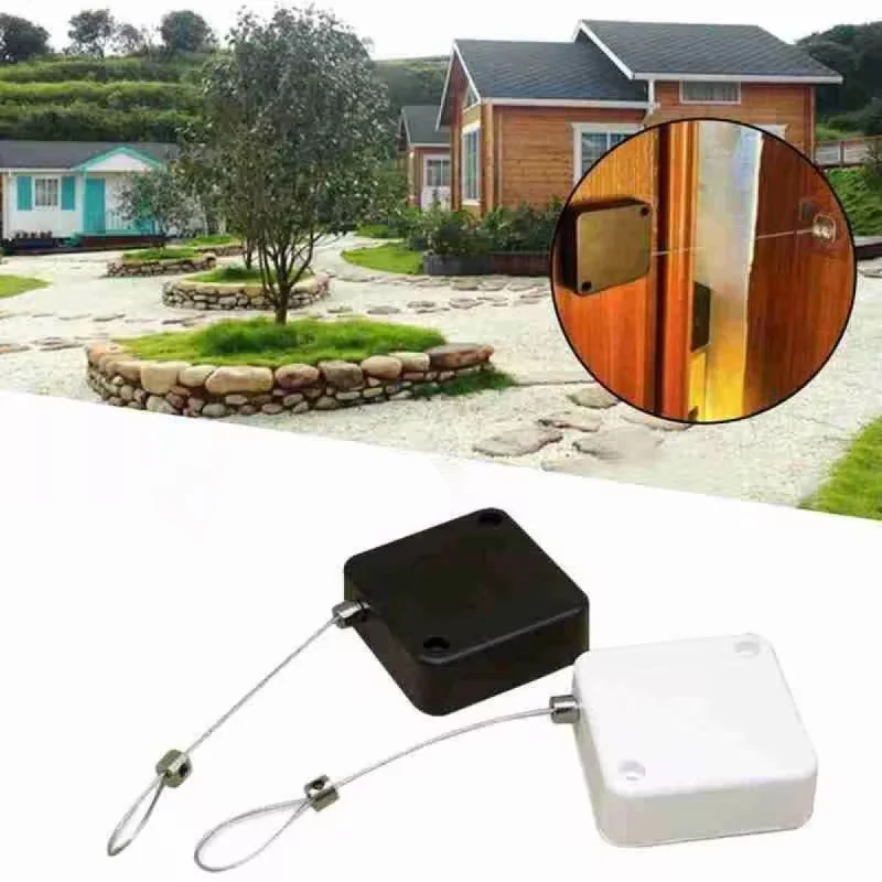Pull rope type telescopic door device household simple punch-free door closer damping buffer door closer
