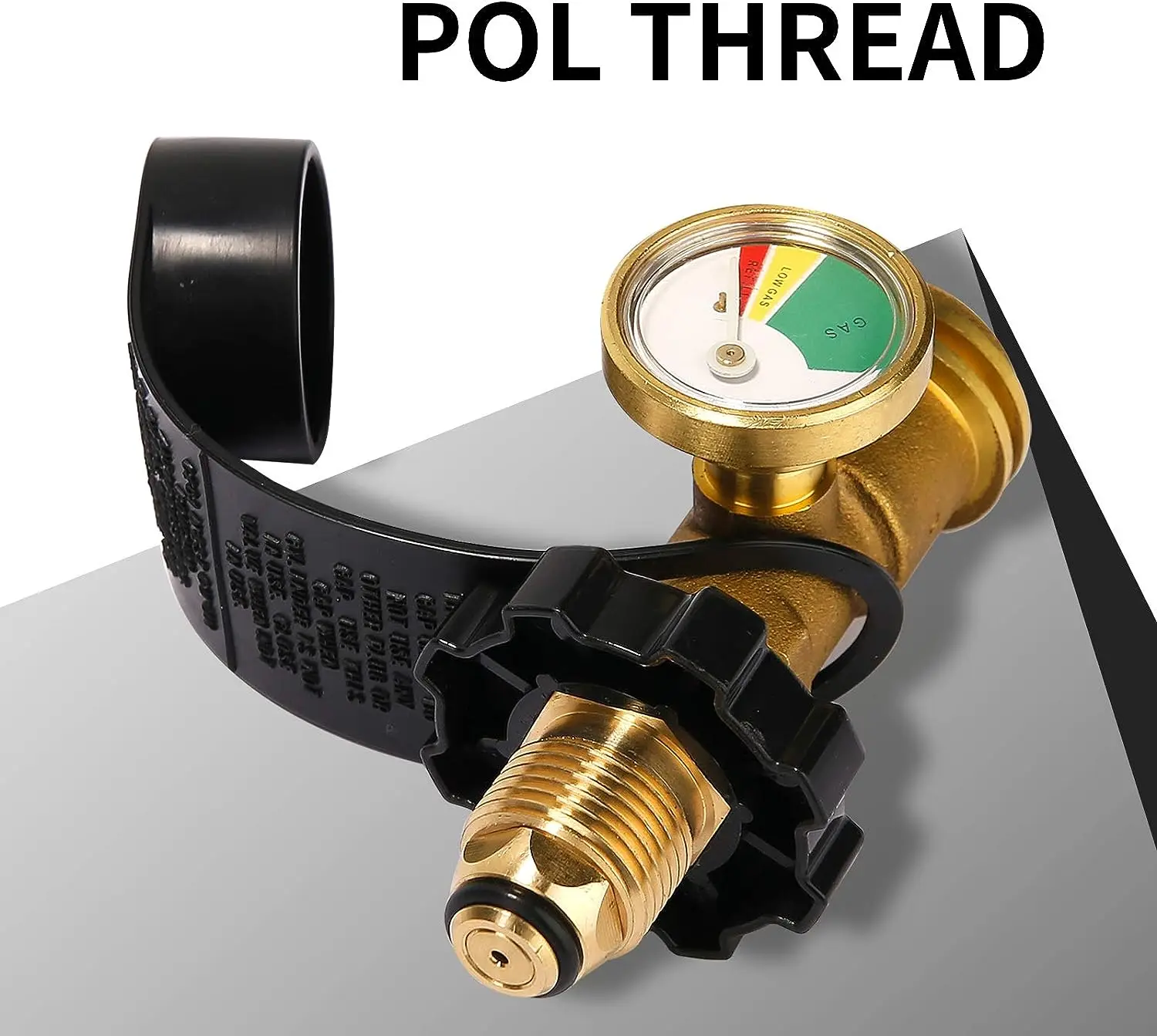 Universal Fit POL Propane Tank Adapter with Gauge,Converts POL to QCC1  Type 1, Propane Tank Gauge, Level Indicator