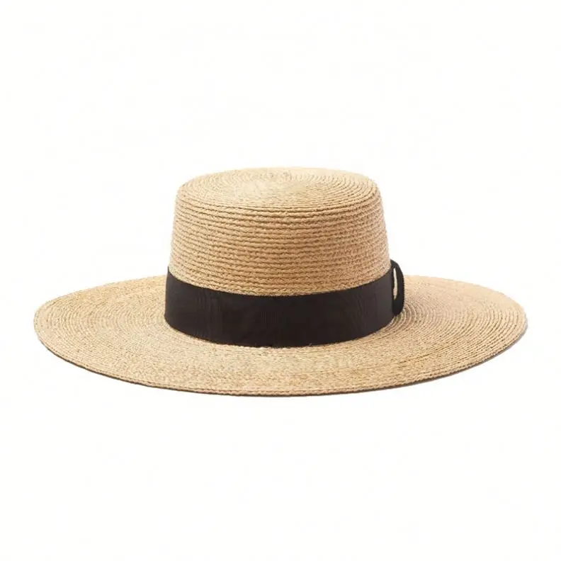 Luxury Tropic Dress Raffia Straw Braid Boater Hat
