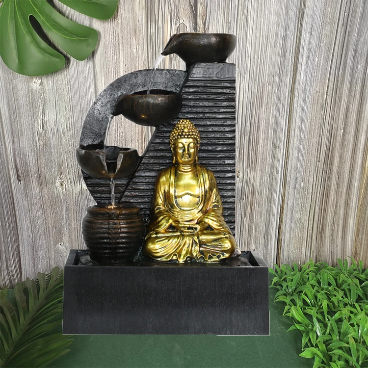 Ganesh Water Fountain Led Colorful Mini Indoor Molds Plastic Buddha Water Fountain Resin JN300 Indian Outdoor Ornaments WCA,BSCI