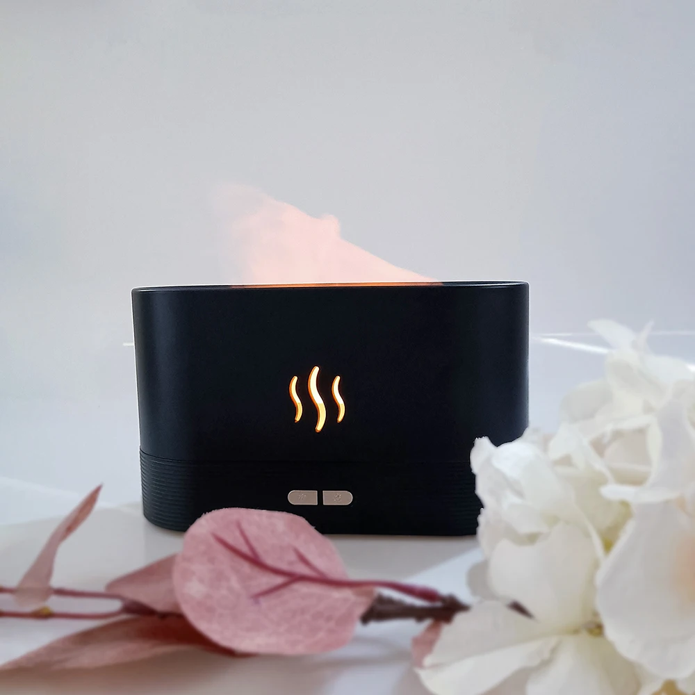 Hotest selling Flame diffuser 180ml flame humidifier with three lines pattern
