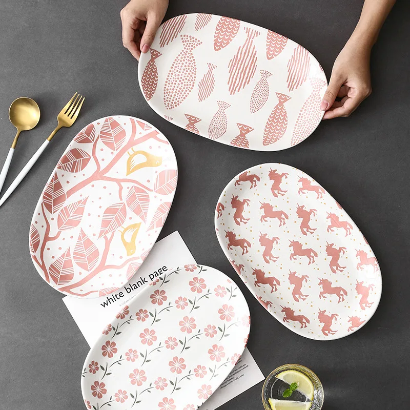 
stock goods 12-inch big plates Dinner ceramic plate japanese porcelain dinner Serve dishes soup plate pattern 