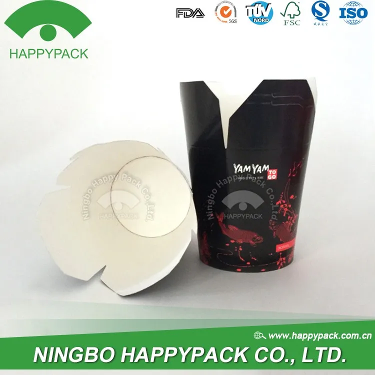 disposable paper take away round paper noodle box food container custom colour logo