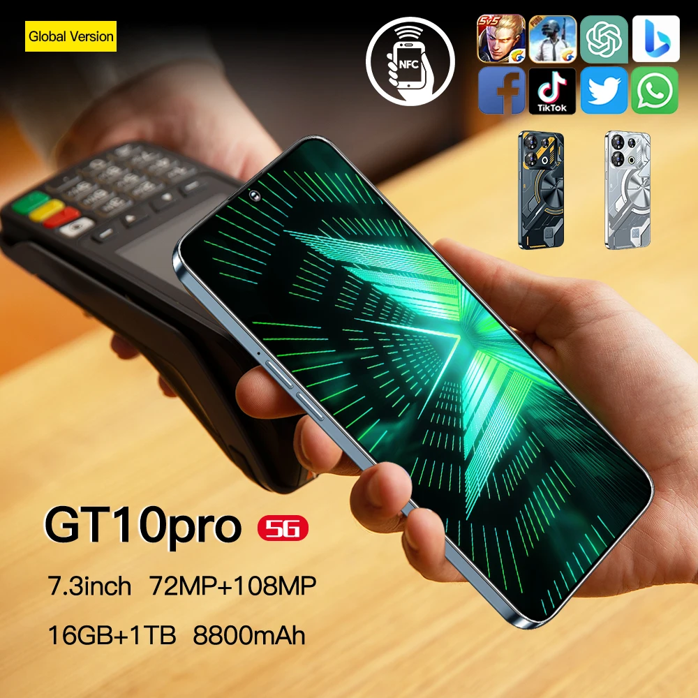 Cellphone Original GT10pro 16GB 1TB 5G Smartphone 7inch Unlocked Dual Card 5G Phones Android 13 0 Mobile Phones