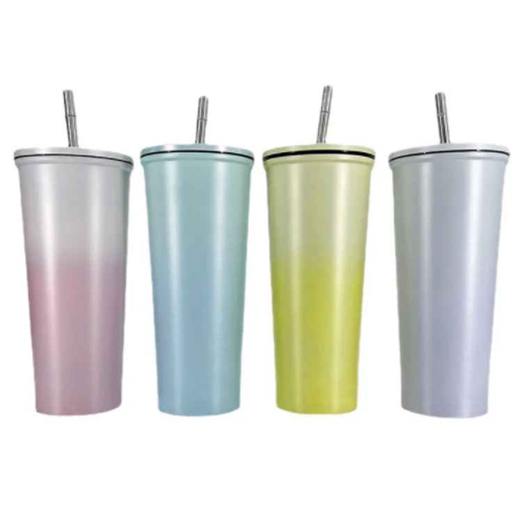 Pastel matte Colored BPA Free Unique wedding party double walled Matte Acrylic Plastic Blank Skinny Tumbler With Straw