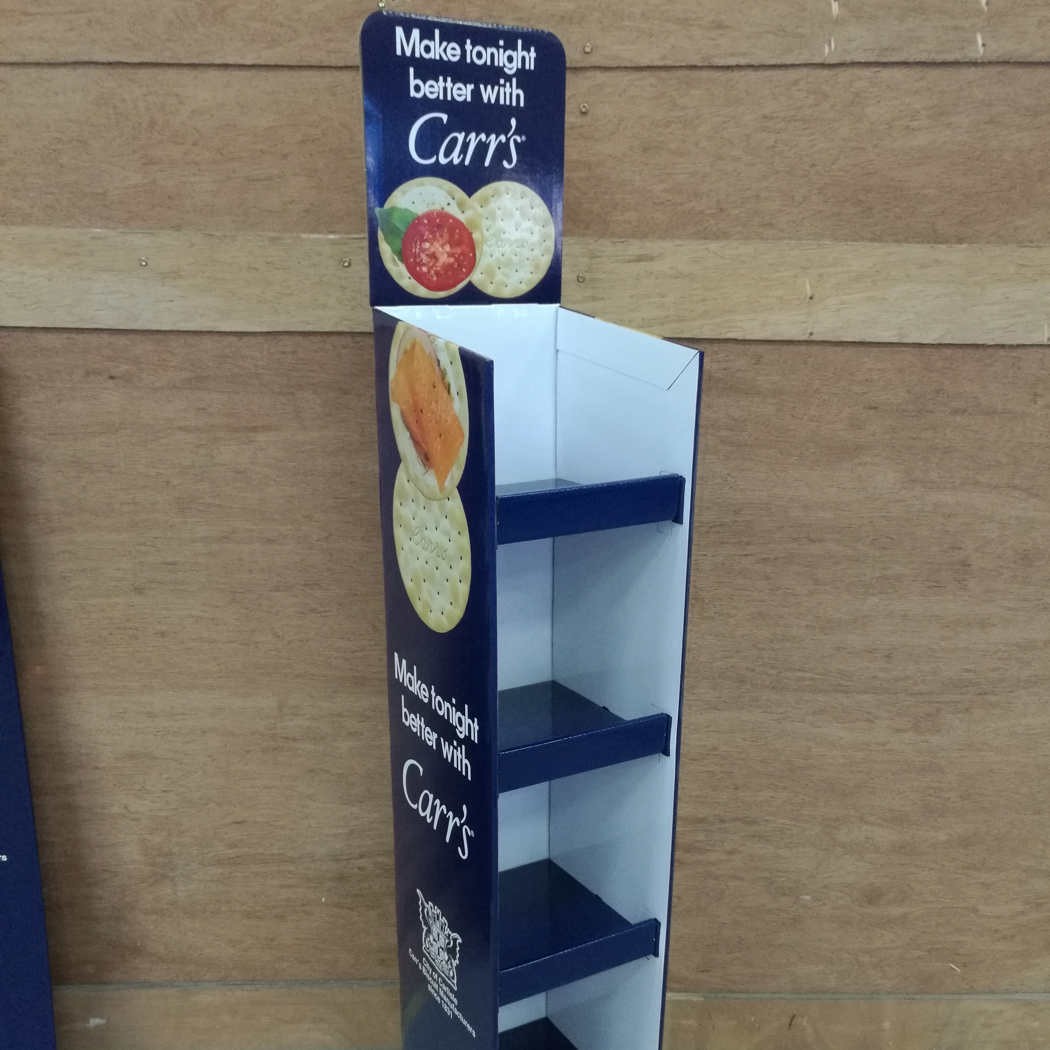 Supermarket Advertising POP Paper Floor Pallet Snacks Display Racks Cardboard Display Stand