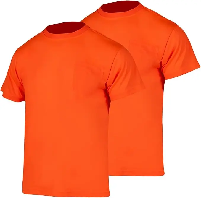 US Stock Hi Vis Short Sleeve Construction Safety Shirt Breathable Polyester Workwear Shirt