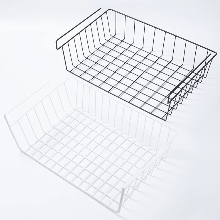 Table Hanging Wire Baskets Under Shelf Hanging Storage Basket Stackable Hanging Metal Grid Basket