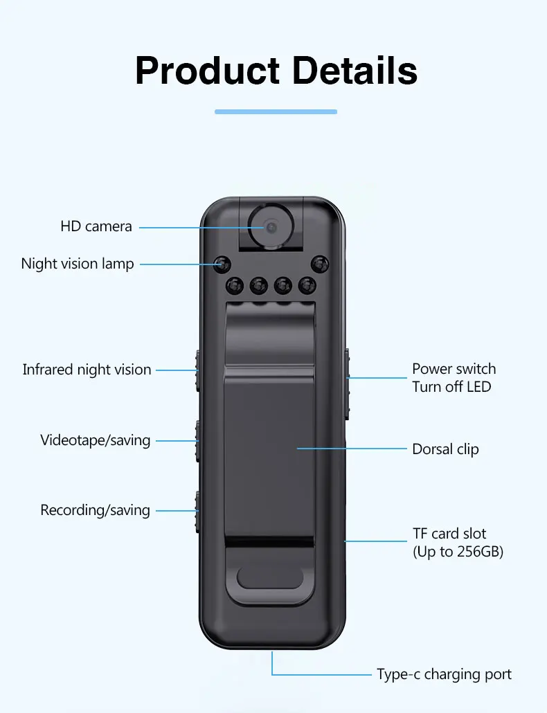 Portable HD 1080P Infrared Night Vision Miniature Camcorder Mini Camera Small Digital Video Recorder Body Cam