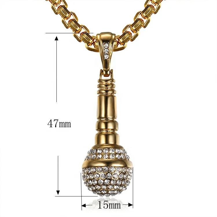 AFXSION high quality three-dimensional microphonesports  stainless steel charms pendant necklace