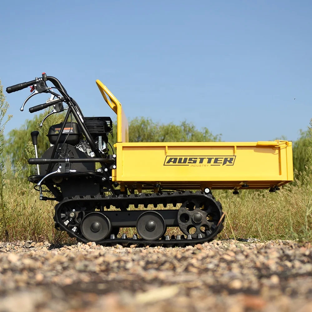AUSTTER Mini Transporter 300Kg Gasoline Engine Powered Track Carrier Small Dumper Truck Motorized Wheelbarrow for Sale