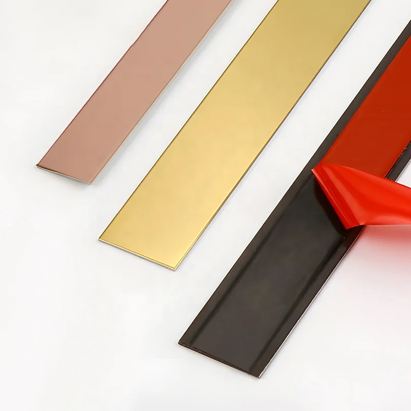 10mm Flat Metal Strip Stickers Stainless Steel Metal Mirror Adhesive Backed Strips For Background Wall Frame Decoration