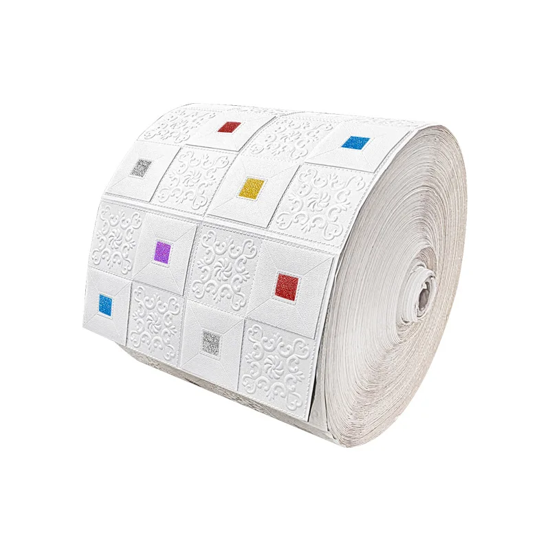 2024 Wholesale Self-Adhesive 20 m Roll Packed 3D Foam Peel and Stick Ceiling Wall Sticker panel for Kitchen