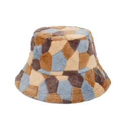 Women Fashion Stylish Custom Colorful Fuzzy Winter Bucket Hat Cap Color Beach hat