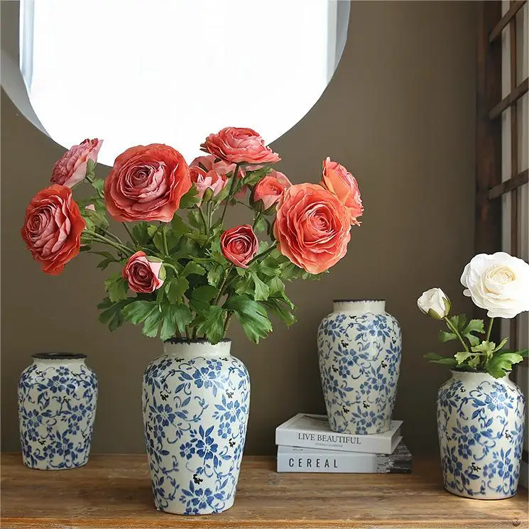 Floral Wedding Arrangement Mini Real Touch Beautiful Flowers Ranunculus Bulbs Bouquet Silk Ranunculus Flower Artificial