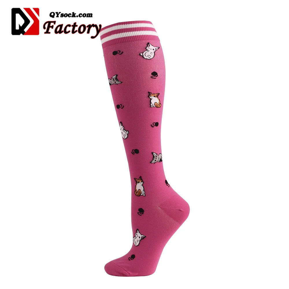Custom Compression Stocking Pressure Unisex Sports Rainbow horse Pattern Women Men Long Socks