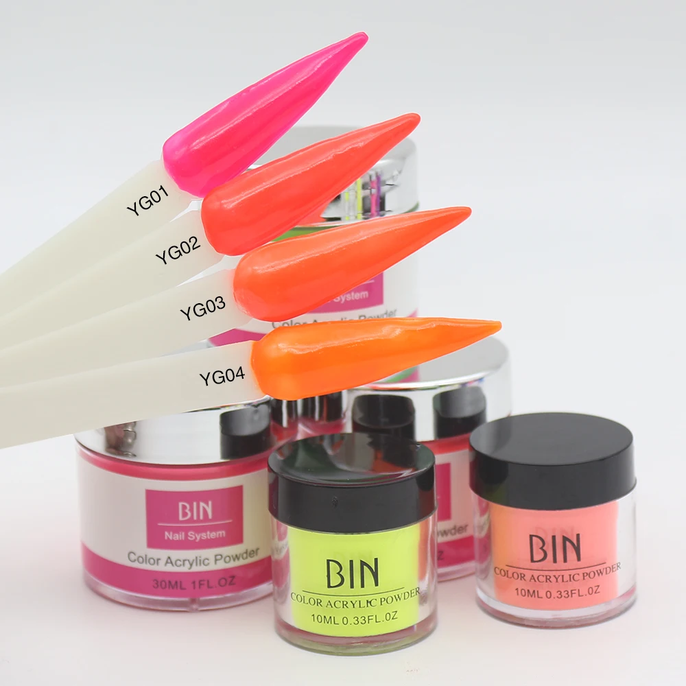 BIN 10ml Neon Acrylic dipping Nail Powder Professional manicure Polymer Powder for Nail Extension