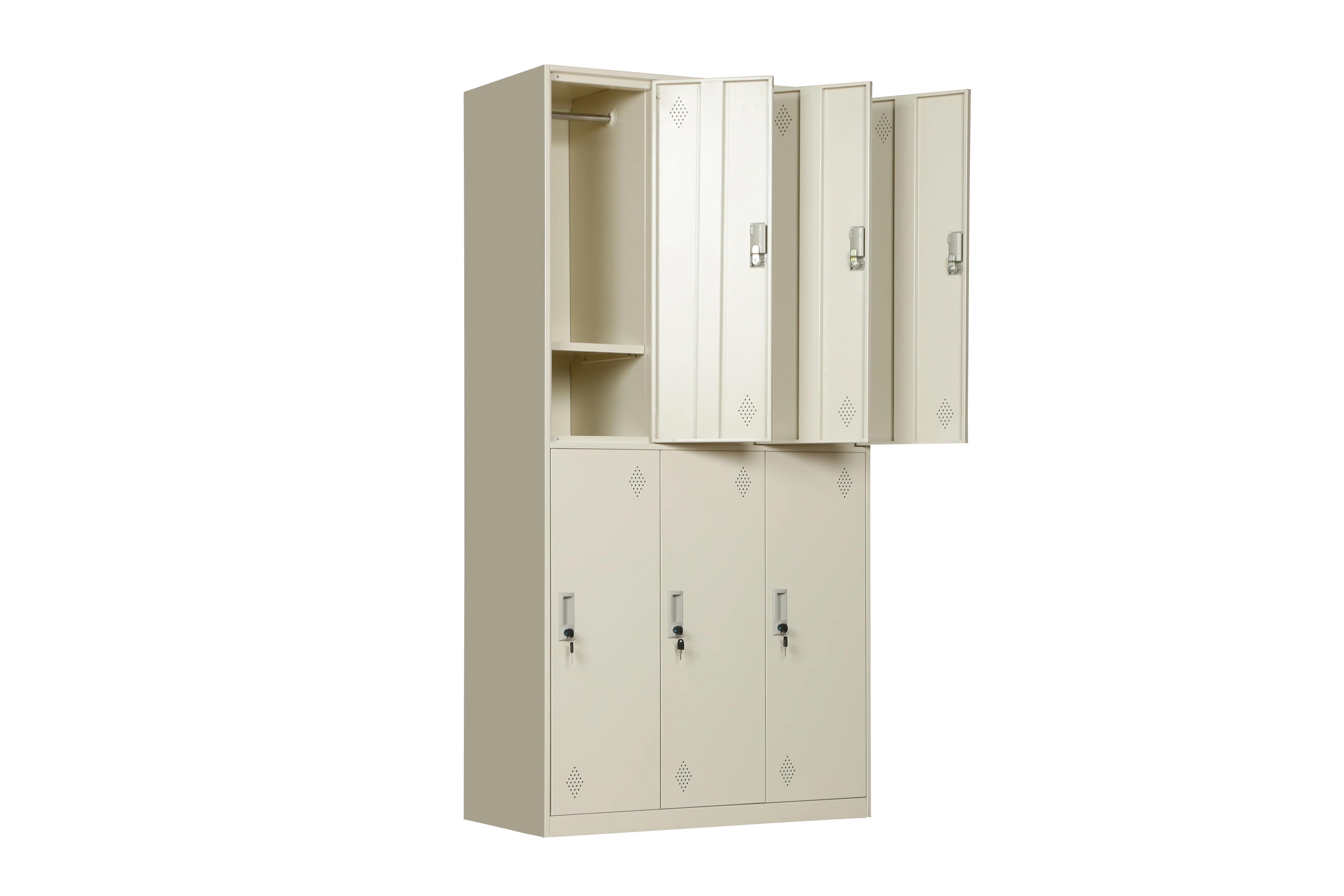 6 Door Metal Locker Steel Storage Cabinet Six Doors Clothes Wardrobe