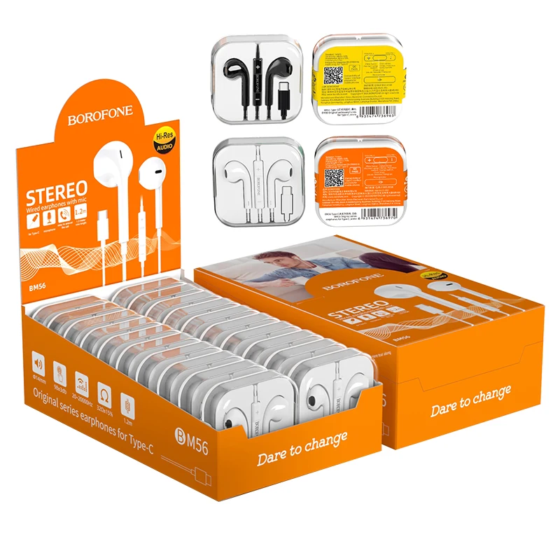 BOROFONE BM56 Original series TWS In Ear for Type-C Jack Wire Headset Wired Earbuds earphones display set(20PCS)