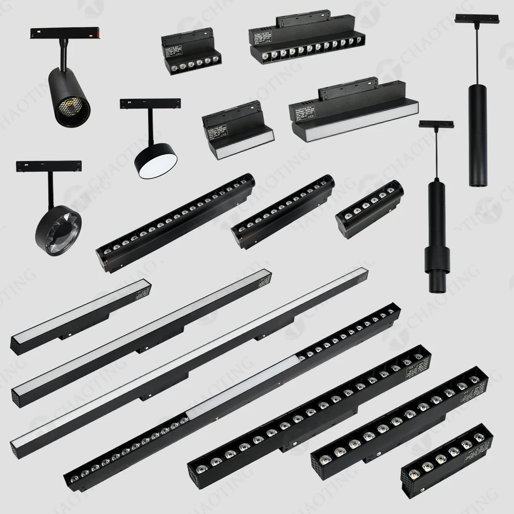 New Design 48V LED Track Lighting System 6W 12W 18W Magnetic Rail Track Light COB Spotlight No Flickering Linear LED Track Light