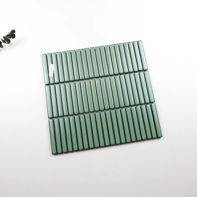 Hot Sale Premium Bathroom Kitchen Backsplash Wall Glazed Stackbond Glossy Ceramic Strip Kitkat Finger Mosaic Tile