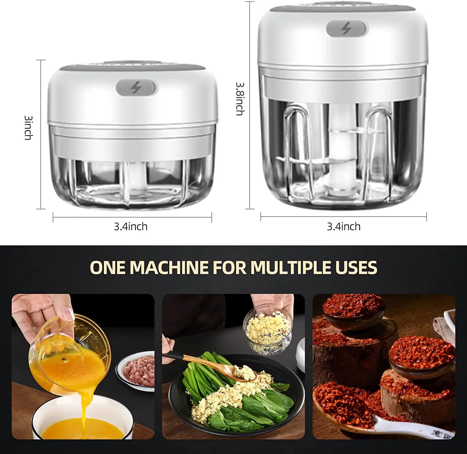Portable Electric Garlic Press Mini Food Garlic Vegetable Chopper Garlic Press Crusher Kitchen Chopper Meat Grinder Accessories