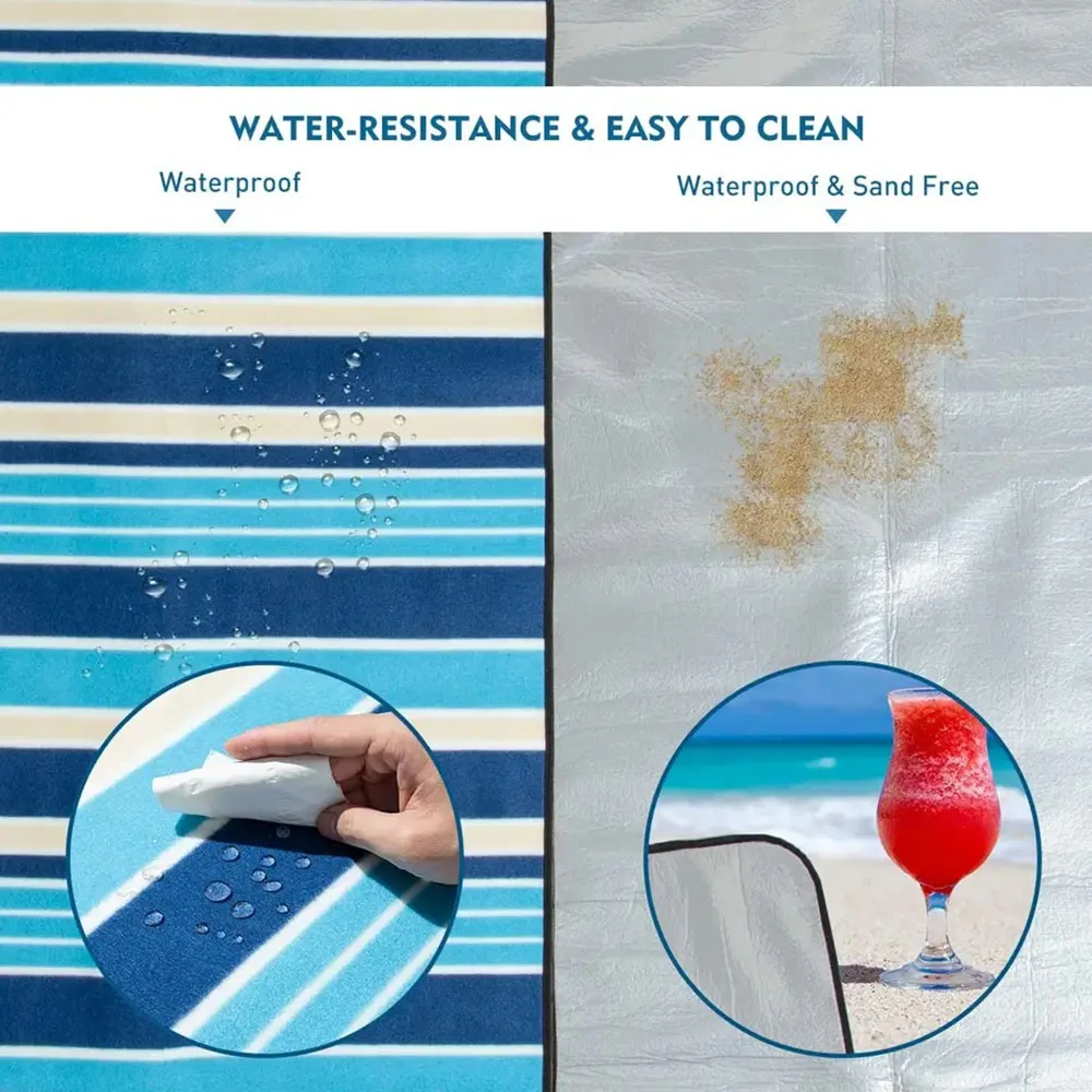 Customized Pattern Soft Suede Waterproof Beach Mat Outdoor Picnic Blanket with LOGO