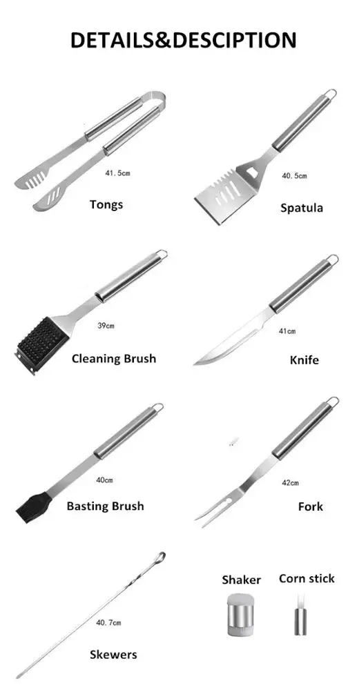 Открытый Кемпинг Многофункциональный 25 шт аксессуары для барбекю из нержавеющей стали гриль набор инструментов в тканым чехлом, изготавливаемый по заказу клиента в качестве памятного подарка
