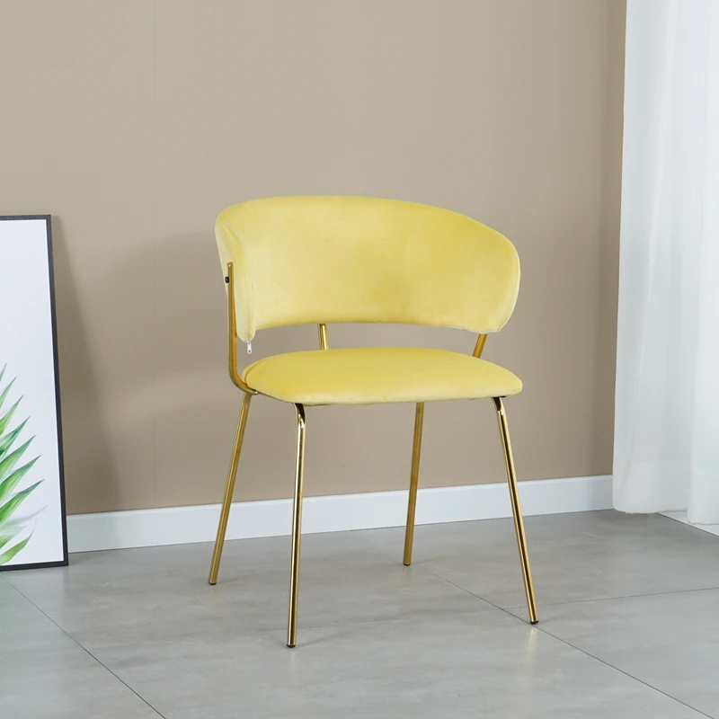 Simple design high quality ring back Velvet fabric leisure velvet modern living room chair with black powder coated legs