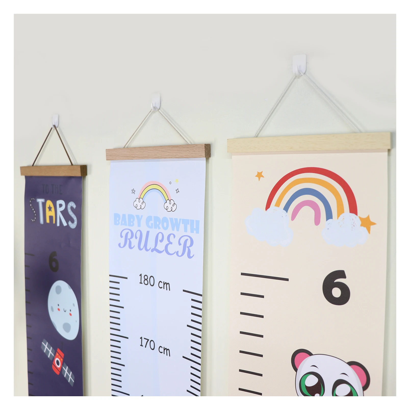 Custom Art Wooden Ruler For Boys Girls Wood Frame Canvas Growth Chart Baby  Measuring Wall Hanging Ruler For Kids
