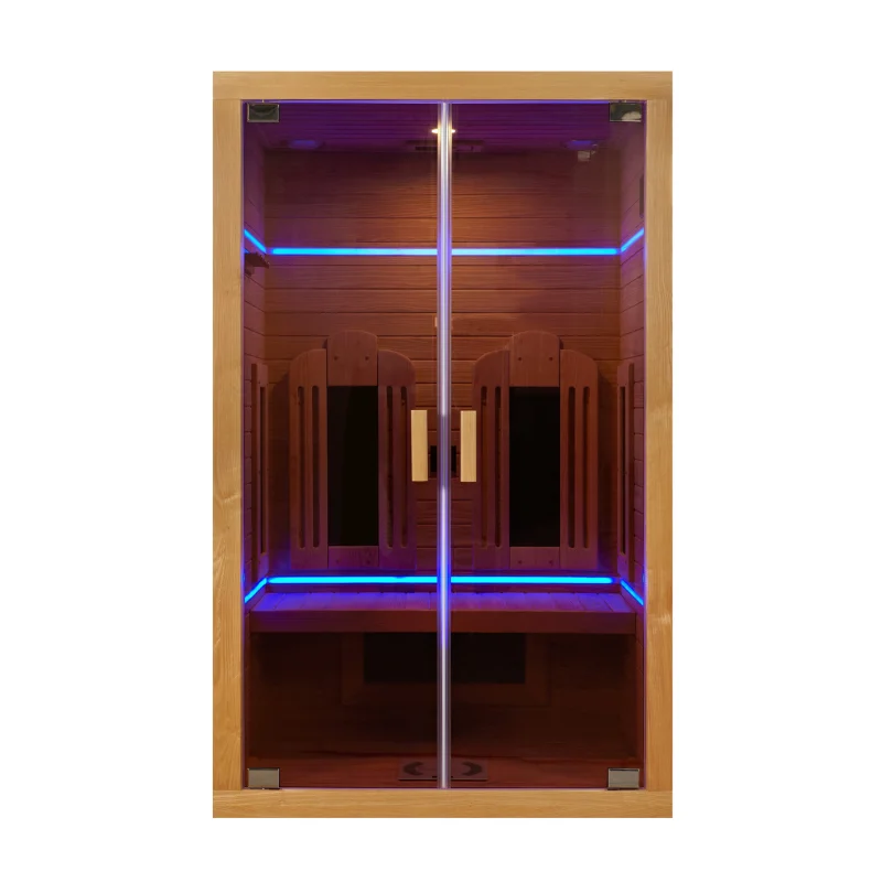 Sunrans Customized 1-2 Person Hemlock Home Indoor Sauna Room With 5 Far Infrared Heating Tube And Chromotherapy