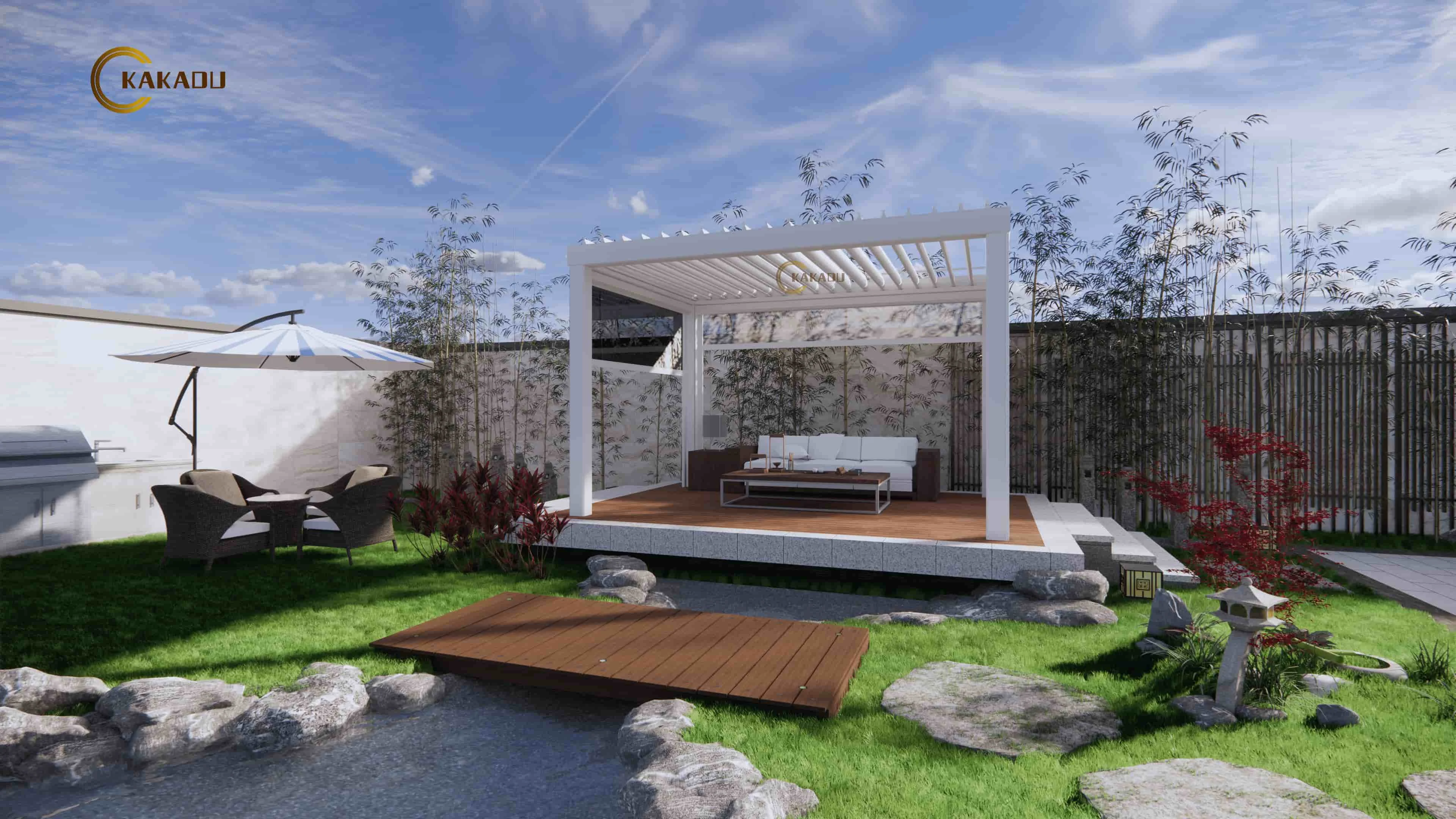 KAKADU Patio Automatic Smart Cover Louver Roof System Waterproof Garden Aluminium Outdoor Motorized Pergolas