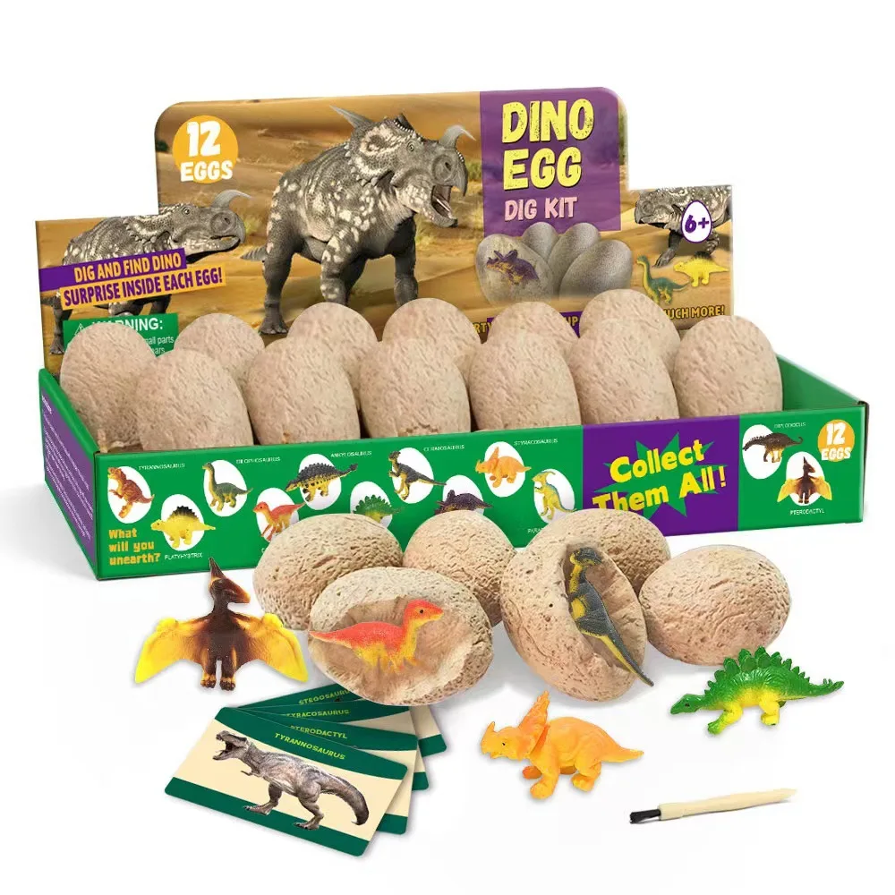 Wholesales Educational Intellectual Development Toy 12 pcs Different Kinds of Blind Box Dino Egg Dig Kit Toy