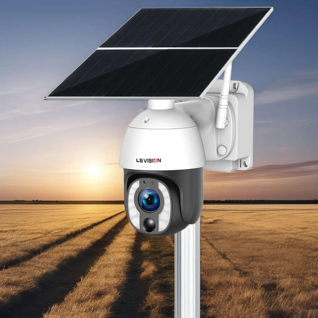 LS VISION Wireless 4G Battery CCTV sim card Solar Powered Camera 5MP PTZ  Zoom PIR Alarm Outdoor wifi security camera