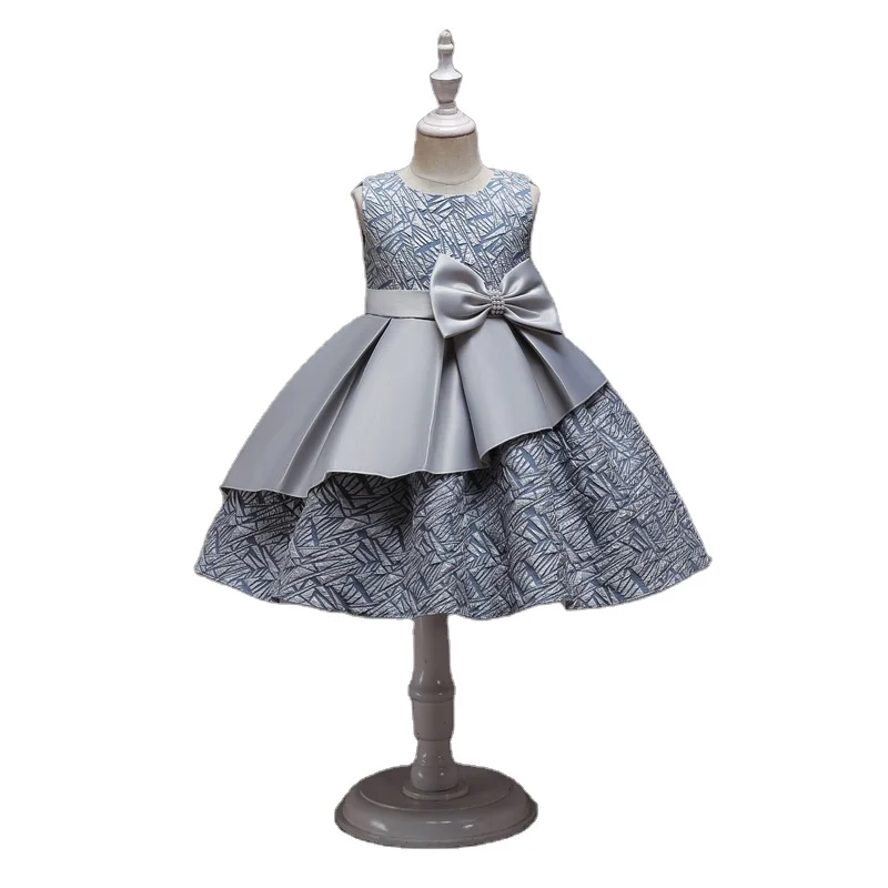 2021  Fashion Clothes Block Little Girls Summer Dresses Off Shoulder Casual Print Dresses For Kids