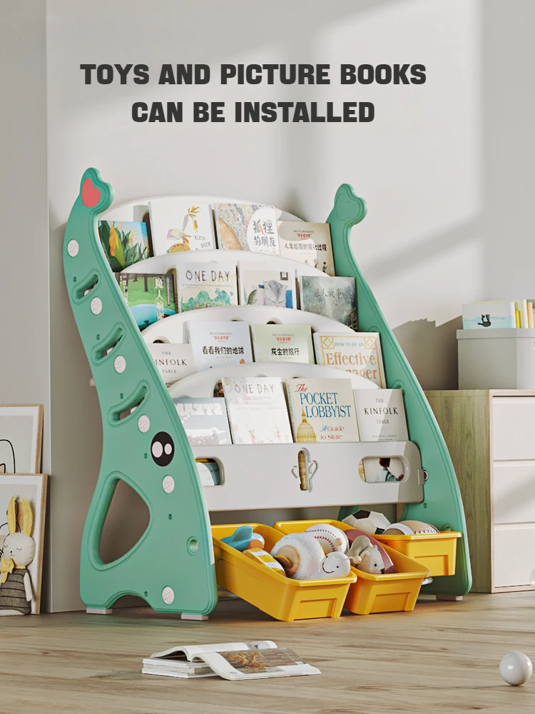 Kid Bookshelf With Cabinet Storage For Kindergarten Library Nursery Classroom Home Book Organizer Bookcase