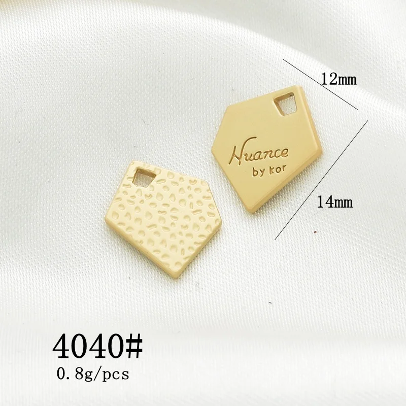 Custom Jewelry Maker Made Logo Engraved Message Cheap Metal Gold Pendant Tags Charm For Necklace Bracelet