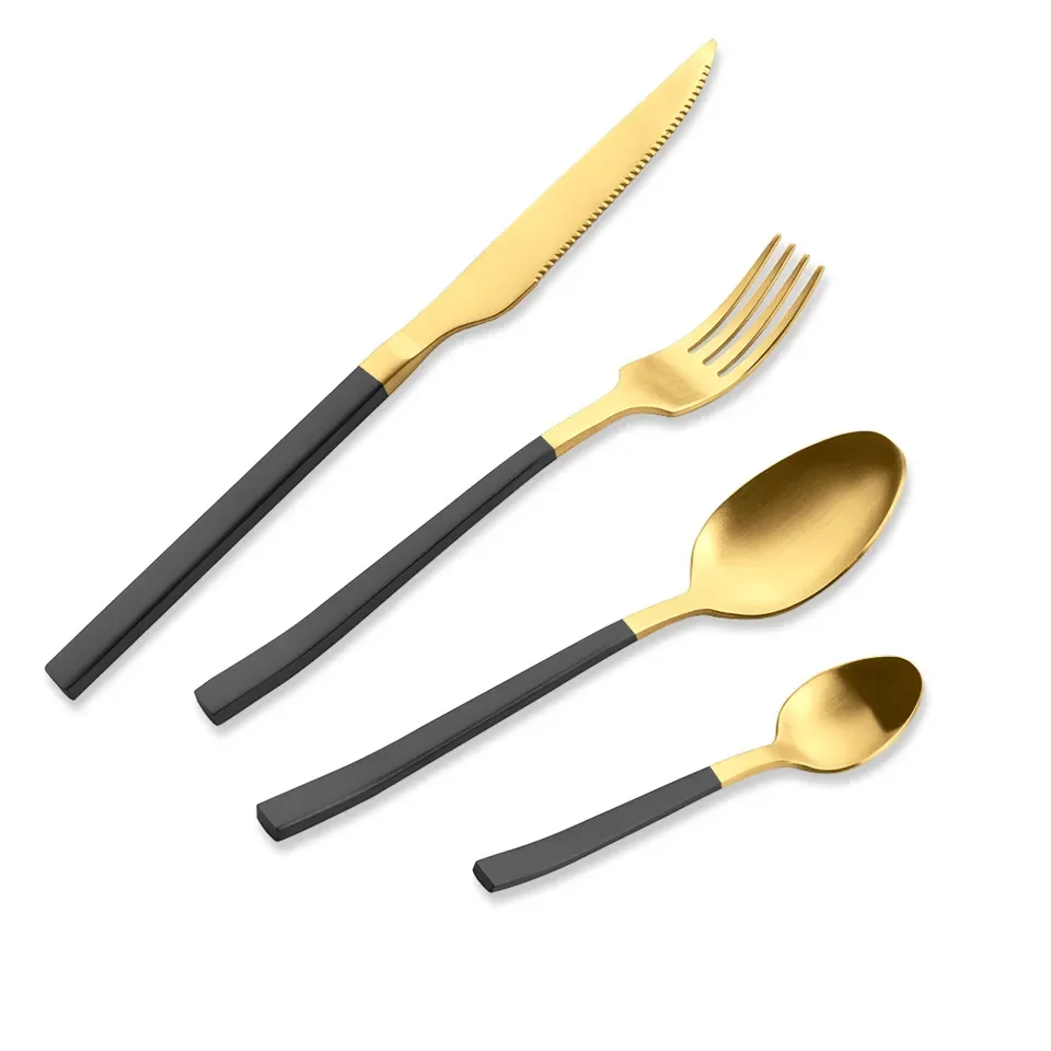 Высокое качество матовая медь из нержавеющей стали нож вилка ложка набор розового золота столовые приборы набор для свадьбы