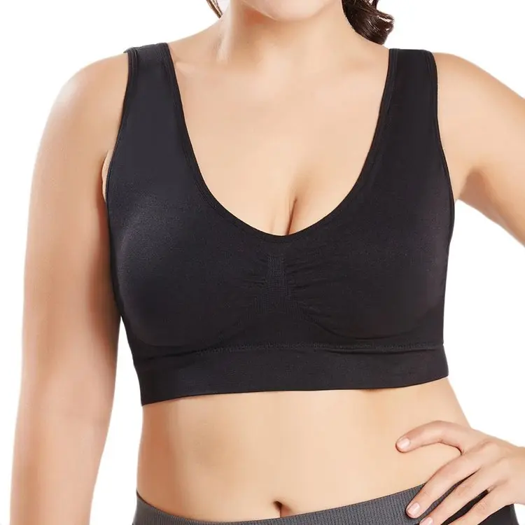 Women Plus Size Underwear Ladies Solid Chest Wrap Removable Padded Seamless Sports Yoga Bra
