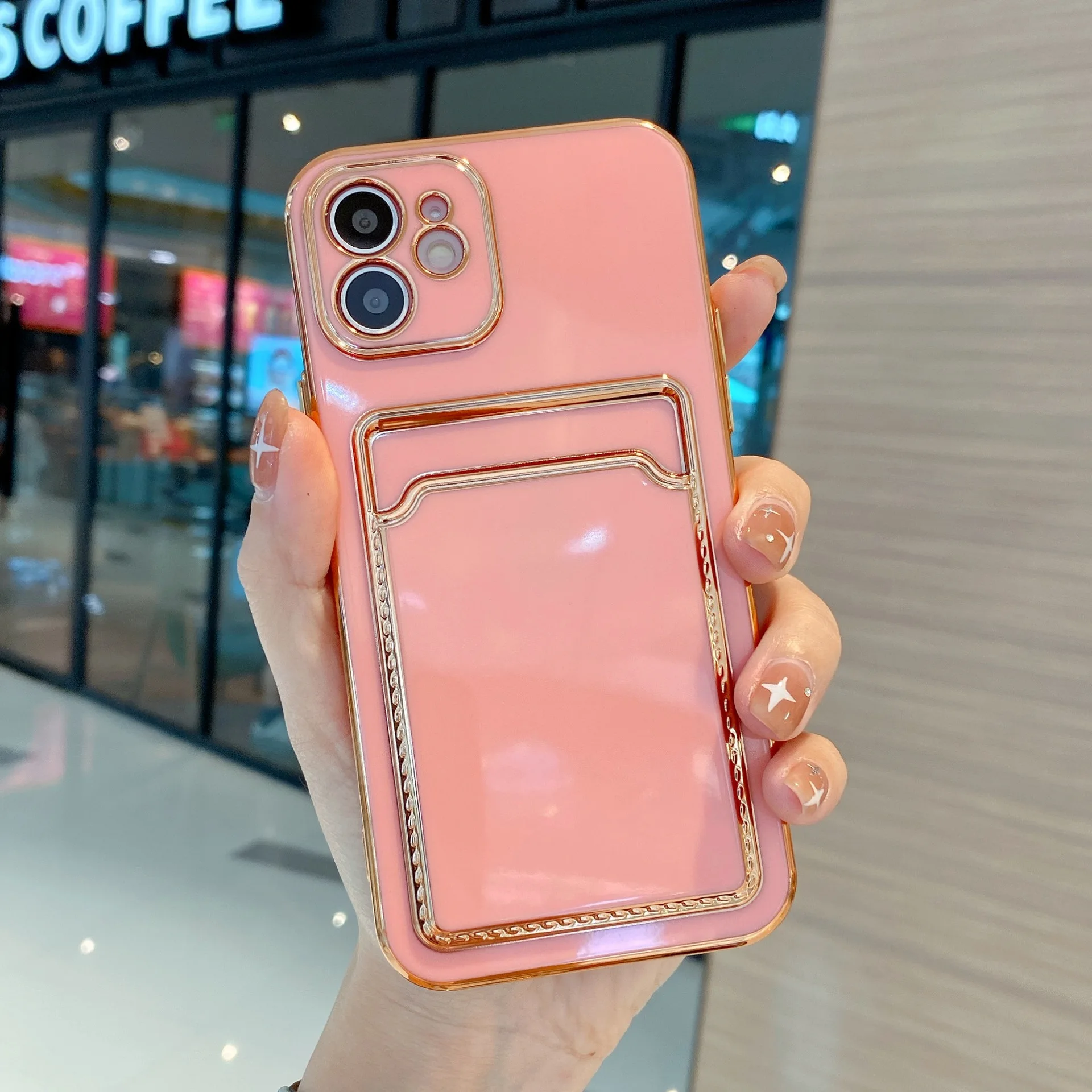 Luxury Plating Card Bag Soft Phone Case For iPhone 12 11 Pro Max 7 8 Plus X XR XS Max Electroplate Protection Back Cover