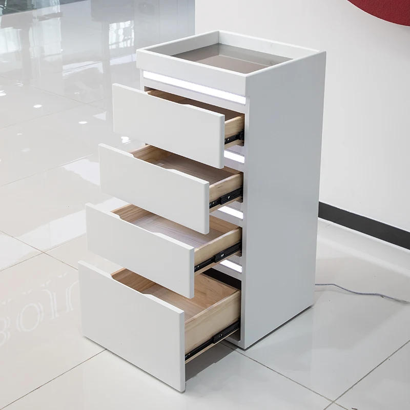Light Luxury barber tool box cabinet 4-level storage professional hairdresser White hairdresser trolley for beauty salon