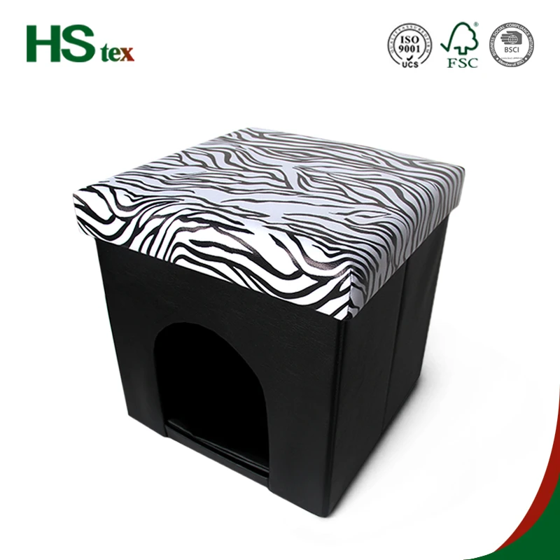 Leopard grain leather dog bed  for small dog  cat bed
